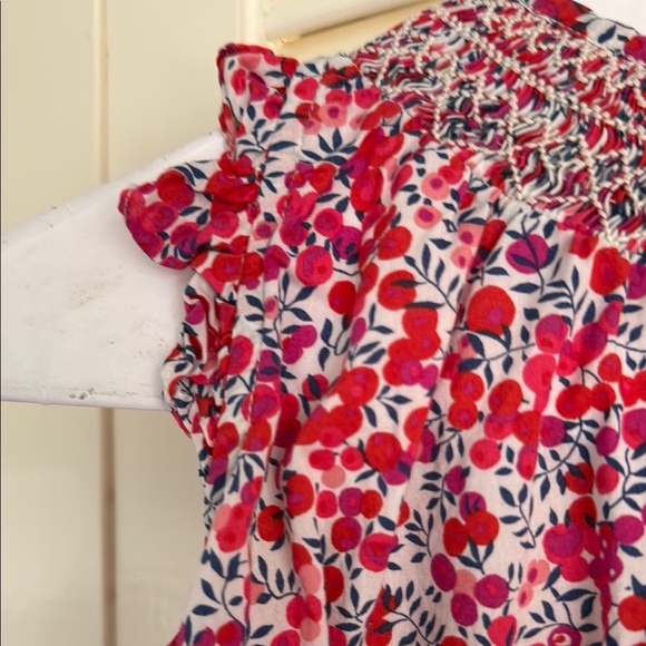 100% cotton smocked neck Floral Sleeveless Kids Dress - Picture 3 of 5